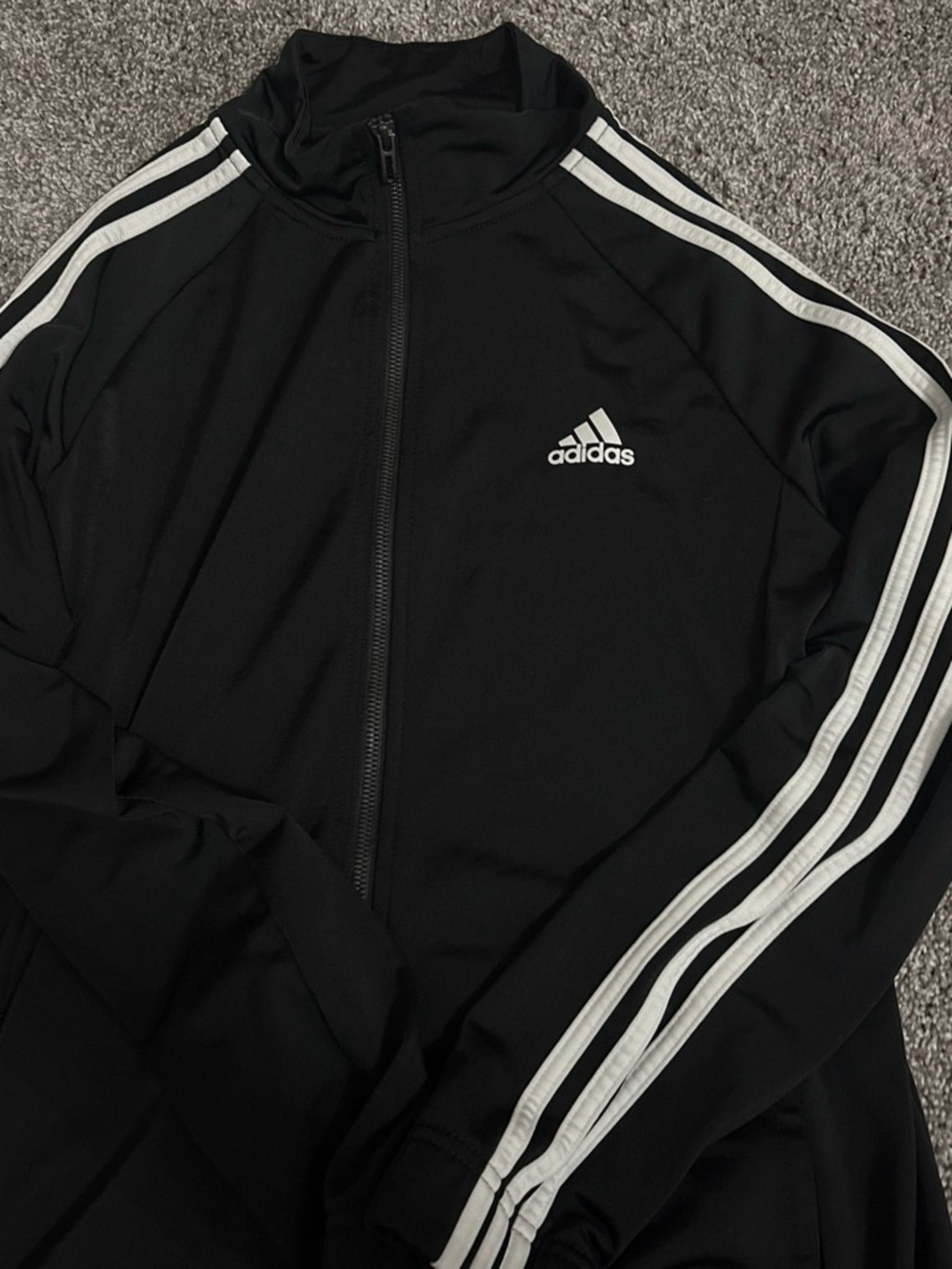adidas Black Lightweight Track Jacket with White Stripes